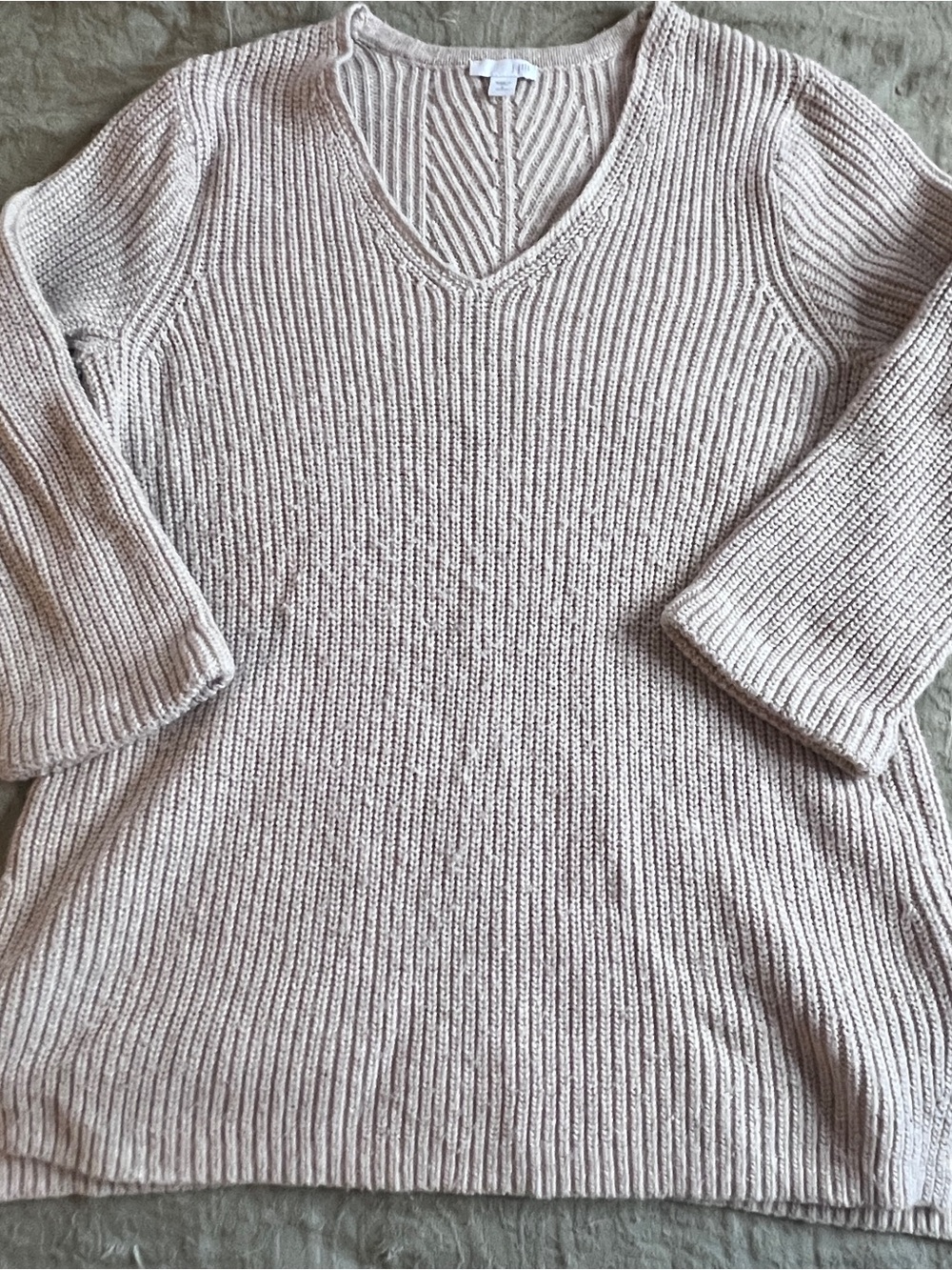 J. Jill Minimalist Normcore Beige Knit Oversized Wool Blend Sweater Size S